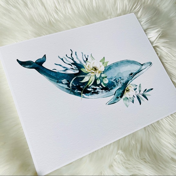 Wall Art Watercolor Dolphin Print Poster Unframed - Picture 14 of 16